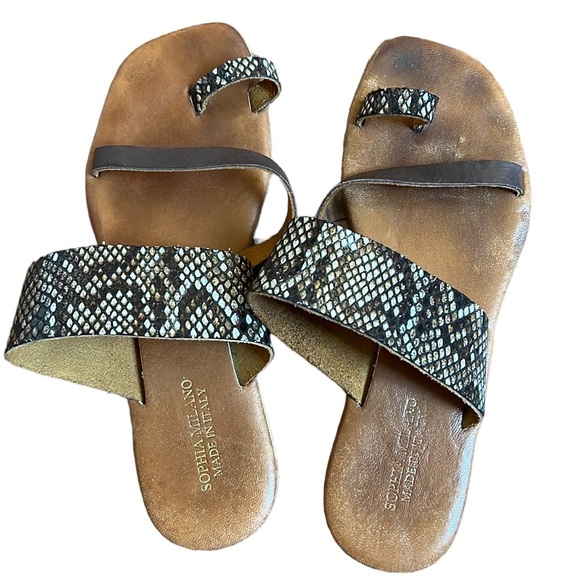 Sophia Milano Leather Snake Print Sandals. EUC. Size 8.5 made in Italy - Picture 1 of 8